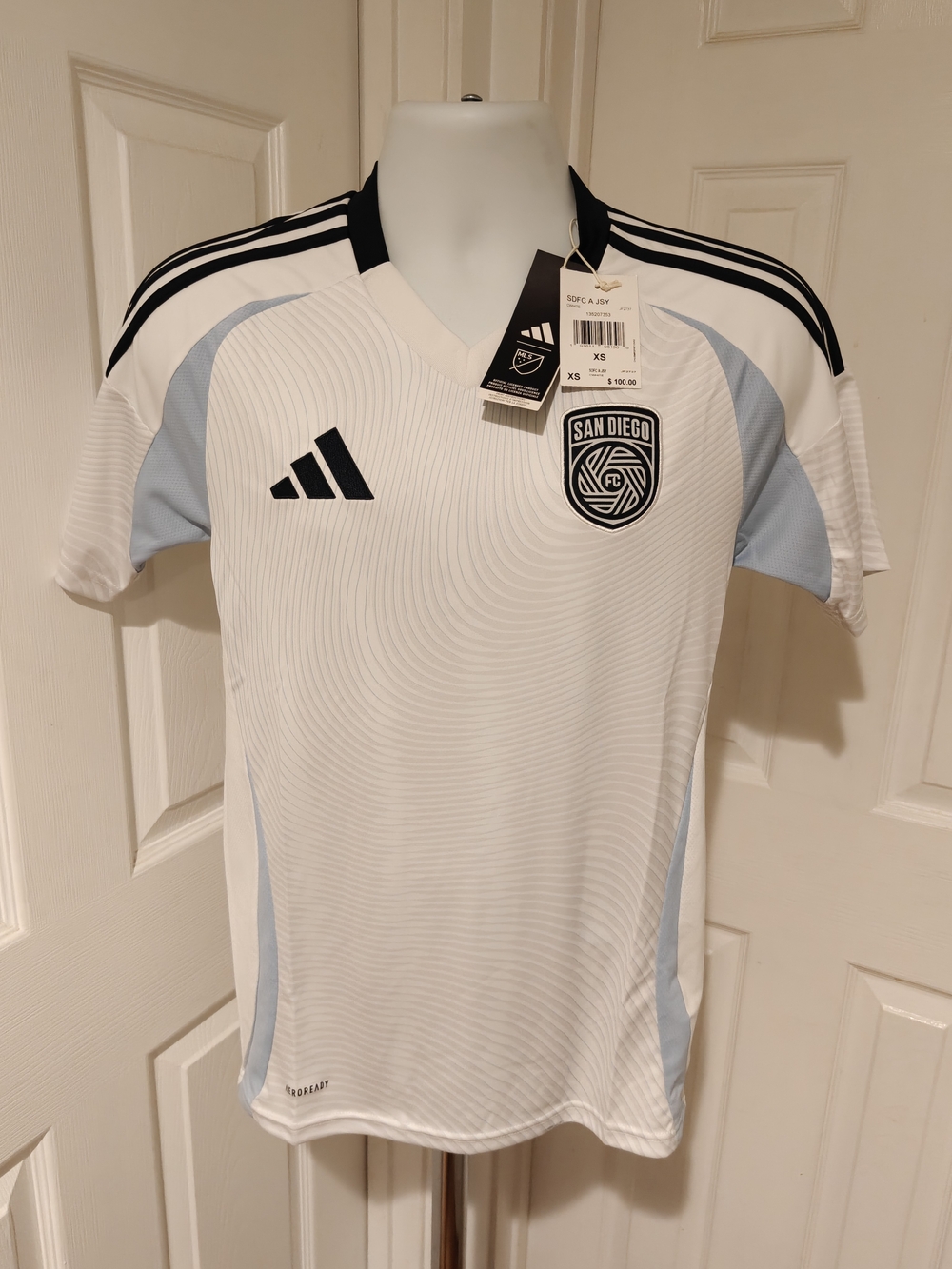 adidas San Diego FC Away Jersey Adult Size XS White NWT MLS Soccer JF2737
